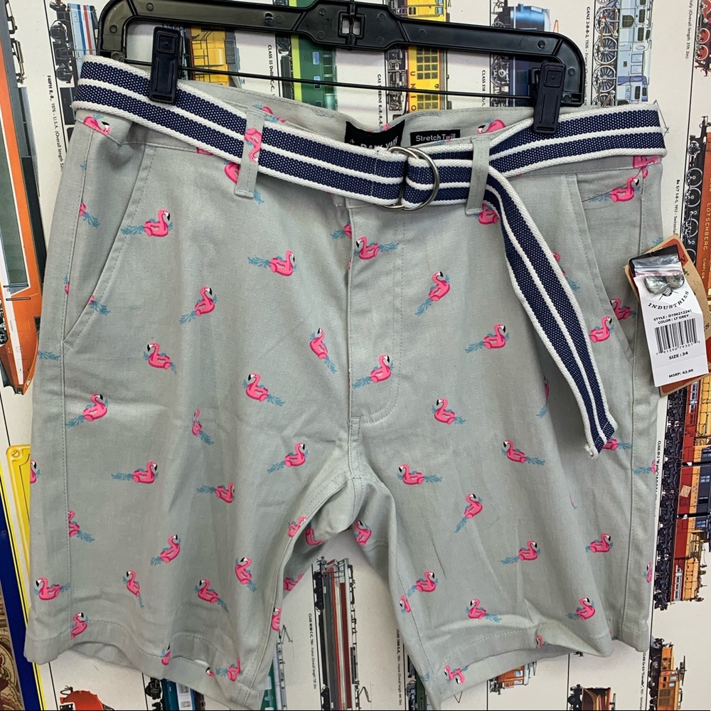 Raw Yarn Industries Pink Flamingo Shorts w belt 34